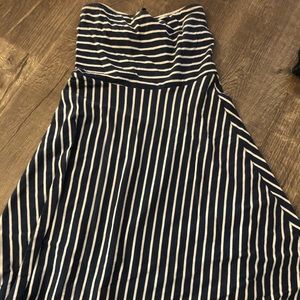 Strapless Striped Midi Dress